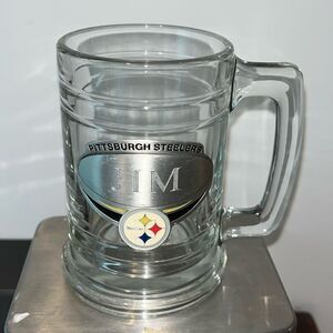 New beer glass mug Pittsburgh Steelers personalized “Jim” Father’s Day cup🍺